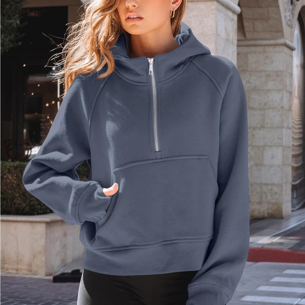 Blue/Blue-Gray Oversized Long Sleeve Hoodie